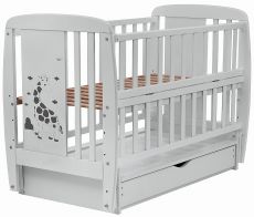 Дитяче ліжечко Дубик-М Жирафка White 120х60 см, Бук (маятник, ящик, відкидний бік)